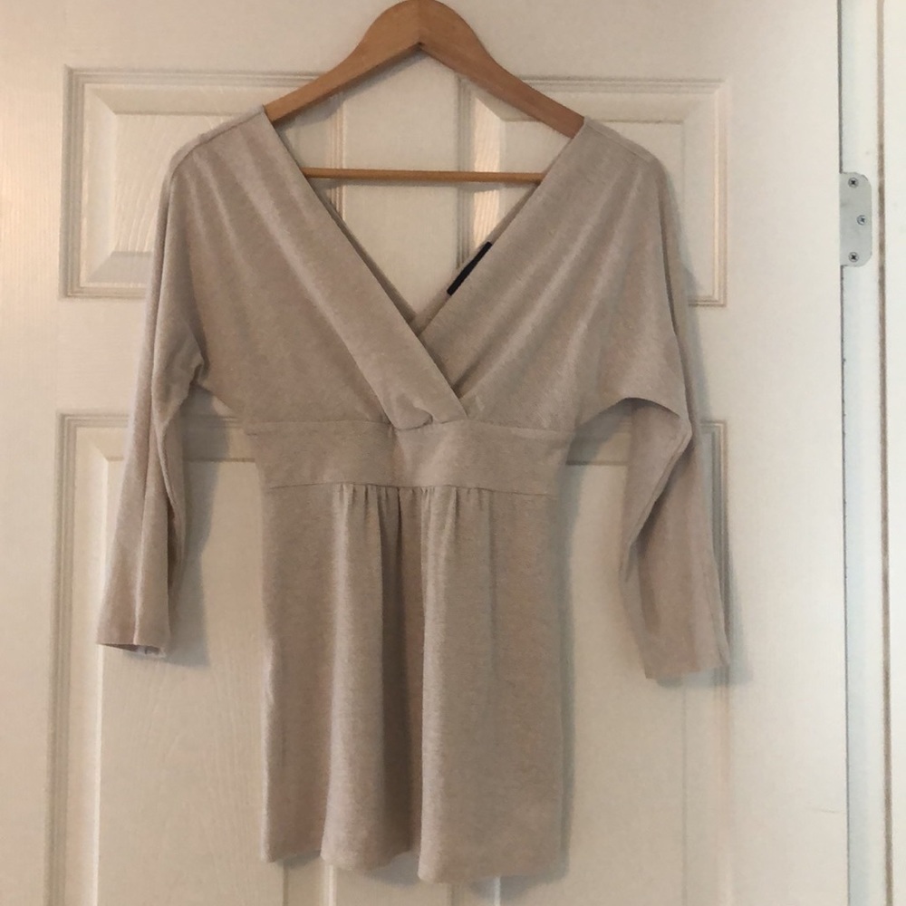 Express Cream and Gold Front/Back V-Neck
